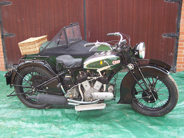 1934 BSA 986cc Model G34-14 Motorcycle Combination